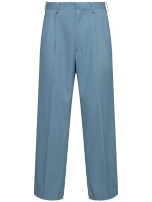 Spodnie wełniane plisowane Auralee niebieskie