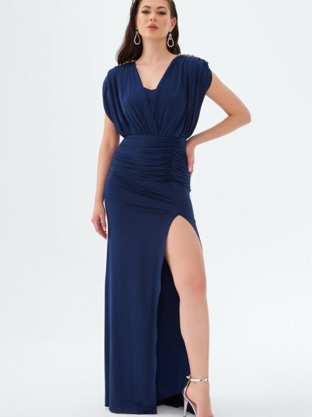 Вечернее платье с вырезом на спине Carmen синее