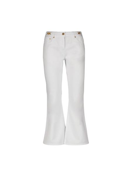 Białe jeansy dzwony Versace
