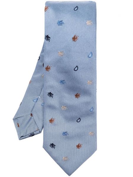 Seiden krawatte mit stickerei Etro blau