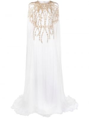 Вечерна рокля с кристали Dina Melwani бяло