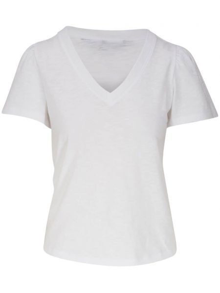 Bílé bavlněné tričko s výstřihem do v Veronica Beard