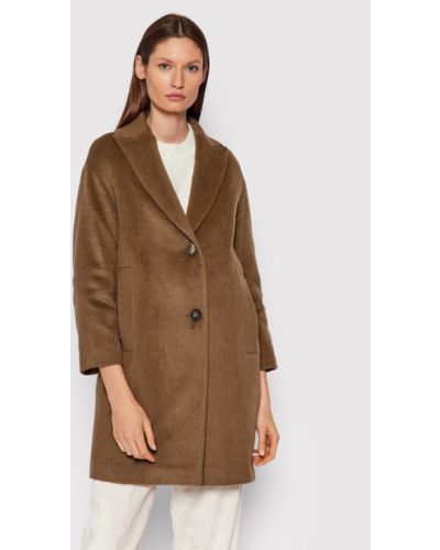 Cappellini Palton de lână M20095 04309 Maro Regular Fit