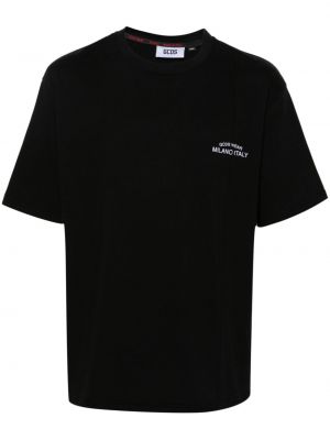 Medvilninis siuvinėtas marškinėliai Gcds juoda