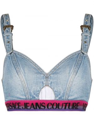 Кроп топ Versace Jeans Couture синьо