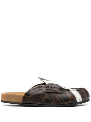 Leopard trykt mules College brun