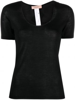 Caurspīdīgs zīda t-krekls Twinset melns