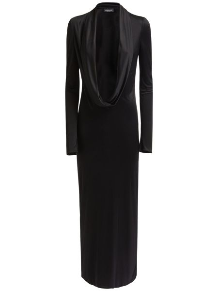 Rochie midi din jerseu drapată Versace negru