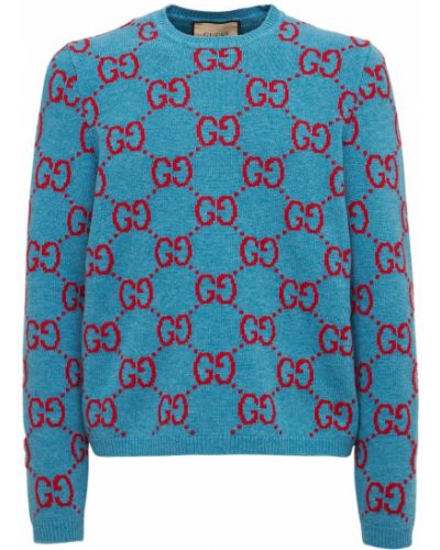 Sweter wełniany Gucci, niebieski