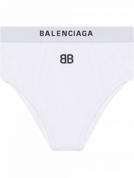 Kalhotky s výšivkou Balenciaga bílé
