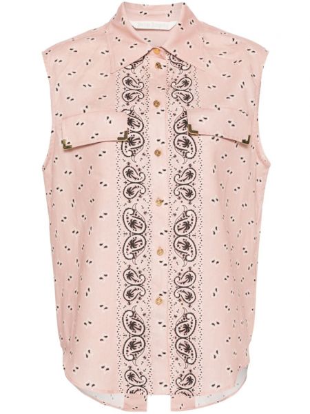 Krekls bez piedurknēm ar apdruku ar lāsīšu rakstu Palm Angels rozā