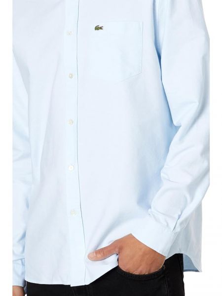 Пуховая длинная рубашка на пуговицах с длинным рукавом Lacoste белая