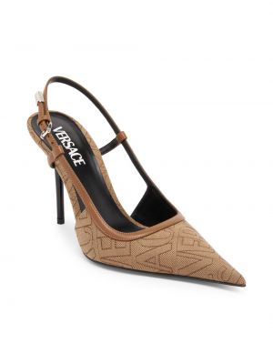Жаккардовые туфли Versace коричневые
