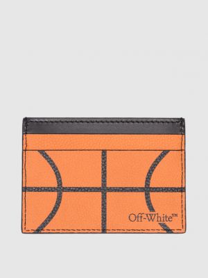 Шкіряний гаманець з принтом Off-white помаранчевий