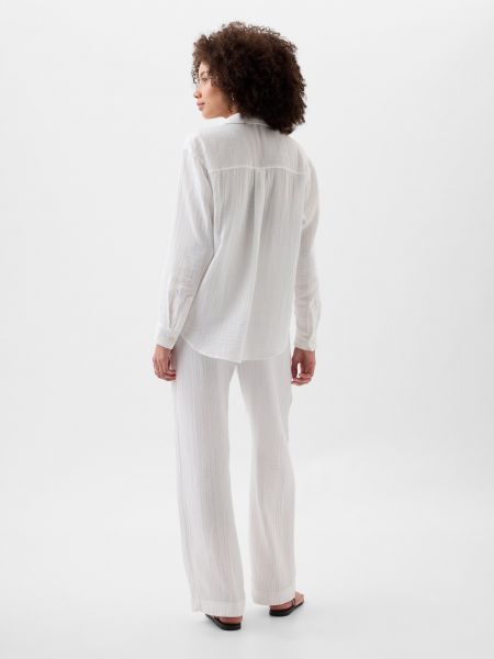 Mušelínová oversized košile relaxed fit Gap bílá