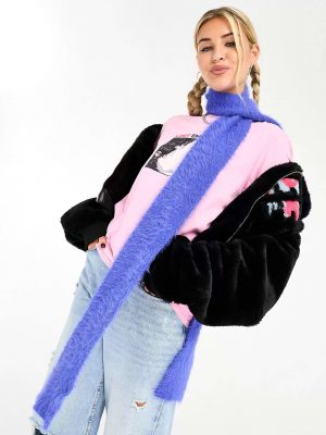 Узкий вязаный шарф с ресничками Skinnydip темно-синего кобальта