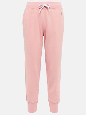 Памучни спортни панталони от джърси Polo Ralph Lauren розово