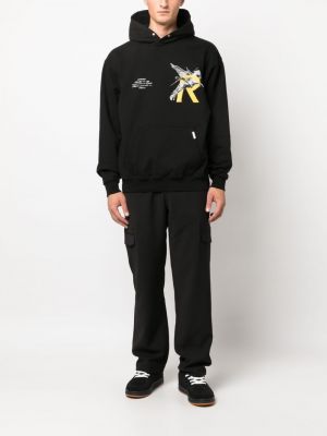Kokvilnas kapučdžemperis ar apdruku Represent melns