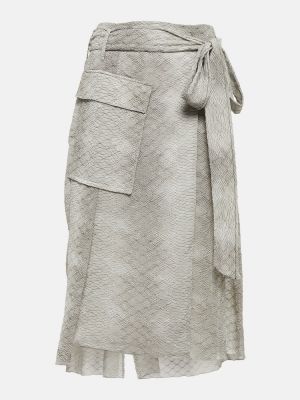 Midi sukně s potiskem s hadím vzorem Victoria Beckham šedé