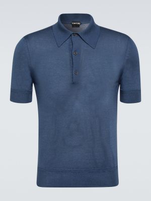 Svilena polo majica iz kašmirja Tom Ford modra