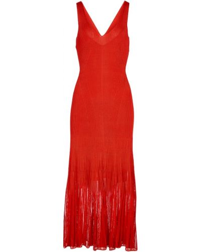 Viskózové pletené šaty Alexander Mcqueen - červená