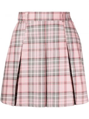 Plisované kostkované mini sukně :chocoolate růžové