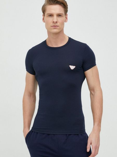Majica jednobojna kratki rukavi Emporio Armani Underwear plava