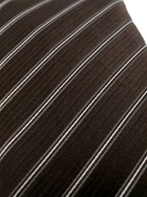 Jedwabny krawat bawełniany w paski Giorgio Armani brązowy