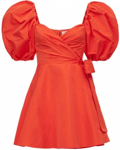 Bavlněné mini šaty s mašlí na zip Valentino - oranžová