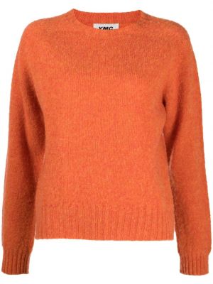 Sweter wełniany z okrągłym dekoltem Ymc pomarańczowy