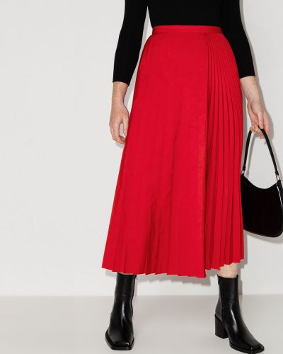Falda midi plisada Valentino rojo