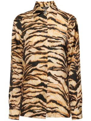 Saténová košile s tygřím vzorem Roberto Cavalli