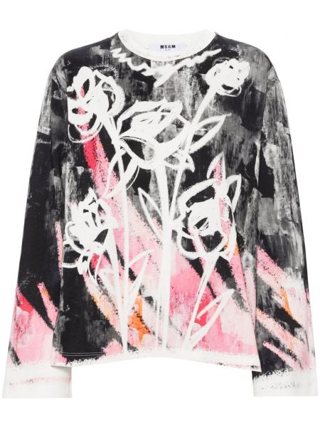 Abstrakter sweatshirt aus baumwoll mit print Msgm schwarz