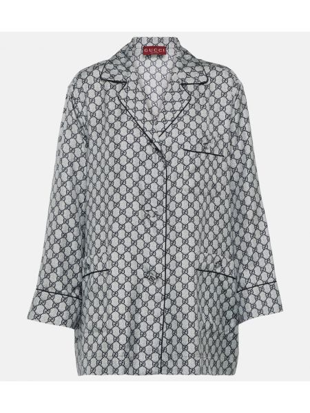 Lunga camicia di seta Gucci