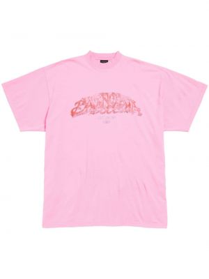 Pamut póló Balenciaga rózsaszín