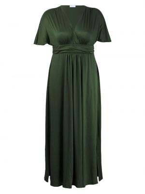 Атласное длинное платье Kiyonna зеленое