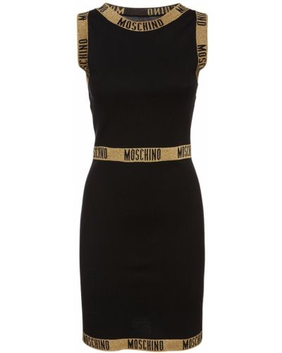 Vlněné mini šaty Moschino černé