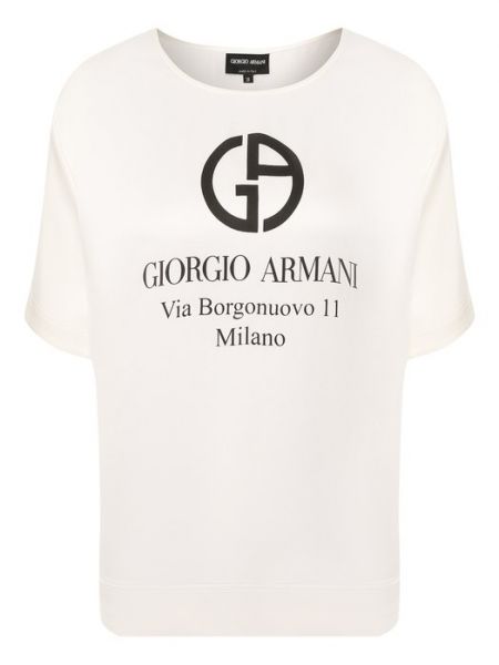 Белая шелковая футболка Giorgio Armani
