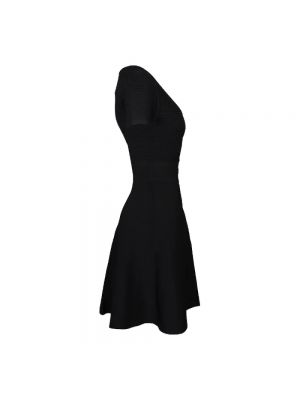 Sukienka mini bawełniana z baskinką Alexander Mcqueen czarna