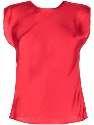 Сатенена блуза без ръкави Forte_forte червено