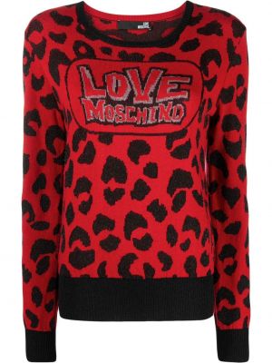 Leopard lang genser Love Moschino rød