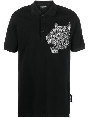 Polo majica s potiskom s tigrastim vzorcem Plein Sport črna
