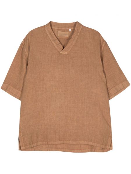 Lininė marškiniai v formos iškirpte Costumein ruda