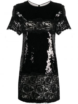 Vestido de cóctel con lentejuelas de seda Giambattista Valli negro
