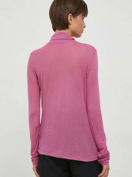 Tričko s dlouhým rukávem s dlouhými rukávy Sisley růžové