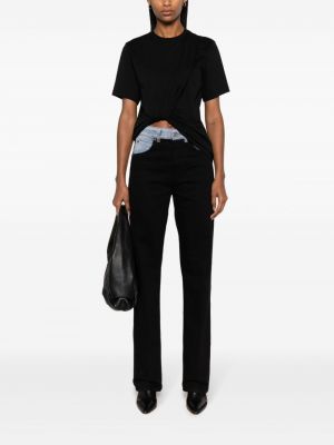 Drapované asymetrické tričko Victoria Beckham černé