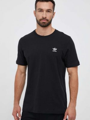Памучна тениска с дълъг ръкав с апликация Adidas Originals черно