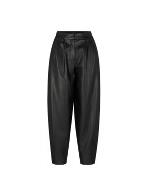 Pantalon en cuir large en imitation cuir Hugo Boss noir