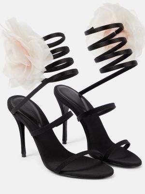 Satenaste sandali s cvetličnim vzorcem Magda Butrym črna