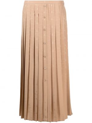 Jedwabna spódnica żakardowa plisowana Prada beżowa